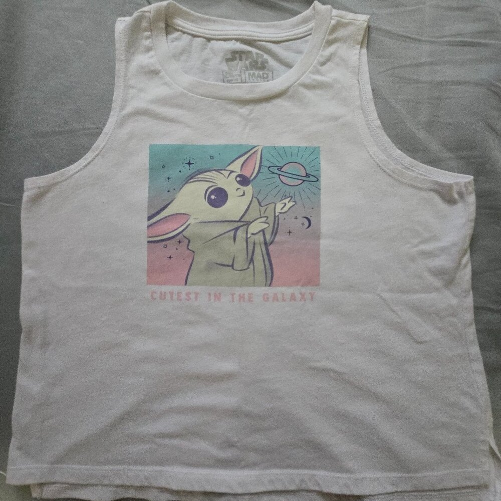 Starwars Baby Yoda white sleeveless T-shirt